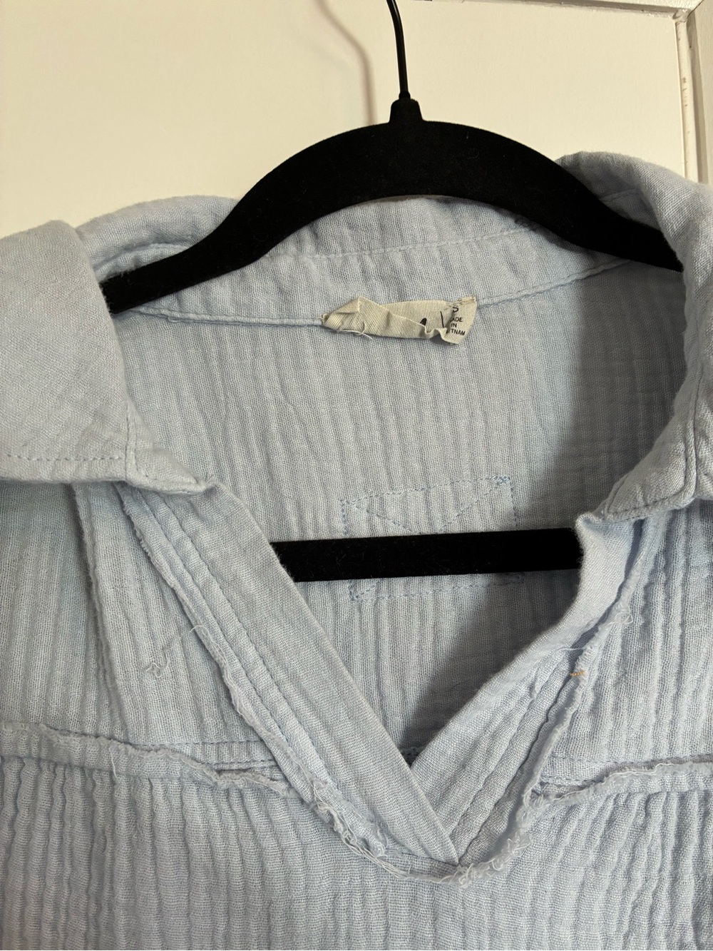 Light Blue 100% Cotton Gauze Boutique Minimalist Top - Picture 6 of 9